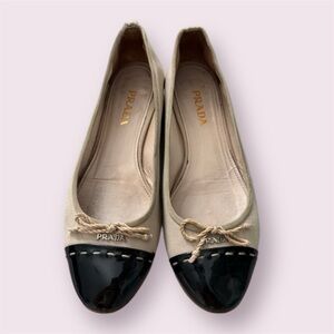 PRADA Women’s Canvas Colorblock Flats Shoes‎ Size 7 Designer Luxury Chic